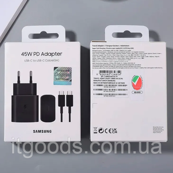 Зарядка Samsung EP-TA845 Super Quick Charge 45W USB C для S25 S24 FE S23 S20 S21 Ultra S22 Note 10 20 Pro Galaxy Z Fold 5 4 3