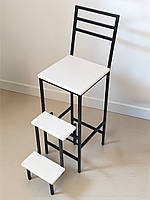 Стілець барний драбина Лофт Magnus чорний/білий 65 см