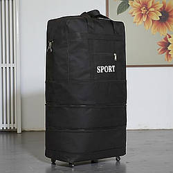 Сумка на колесах дорожня трансформер із збільшенням велика легка чорна