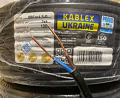 Кабель провід мідний ВВГ-П нг ls 2х4.0 повний переріз, плоский Одеса Каблекс (бухта 100м)