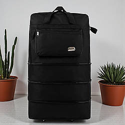 Сумка дорожня трансформер на колесах із збільшенням чорна велика легка