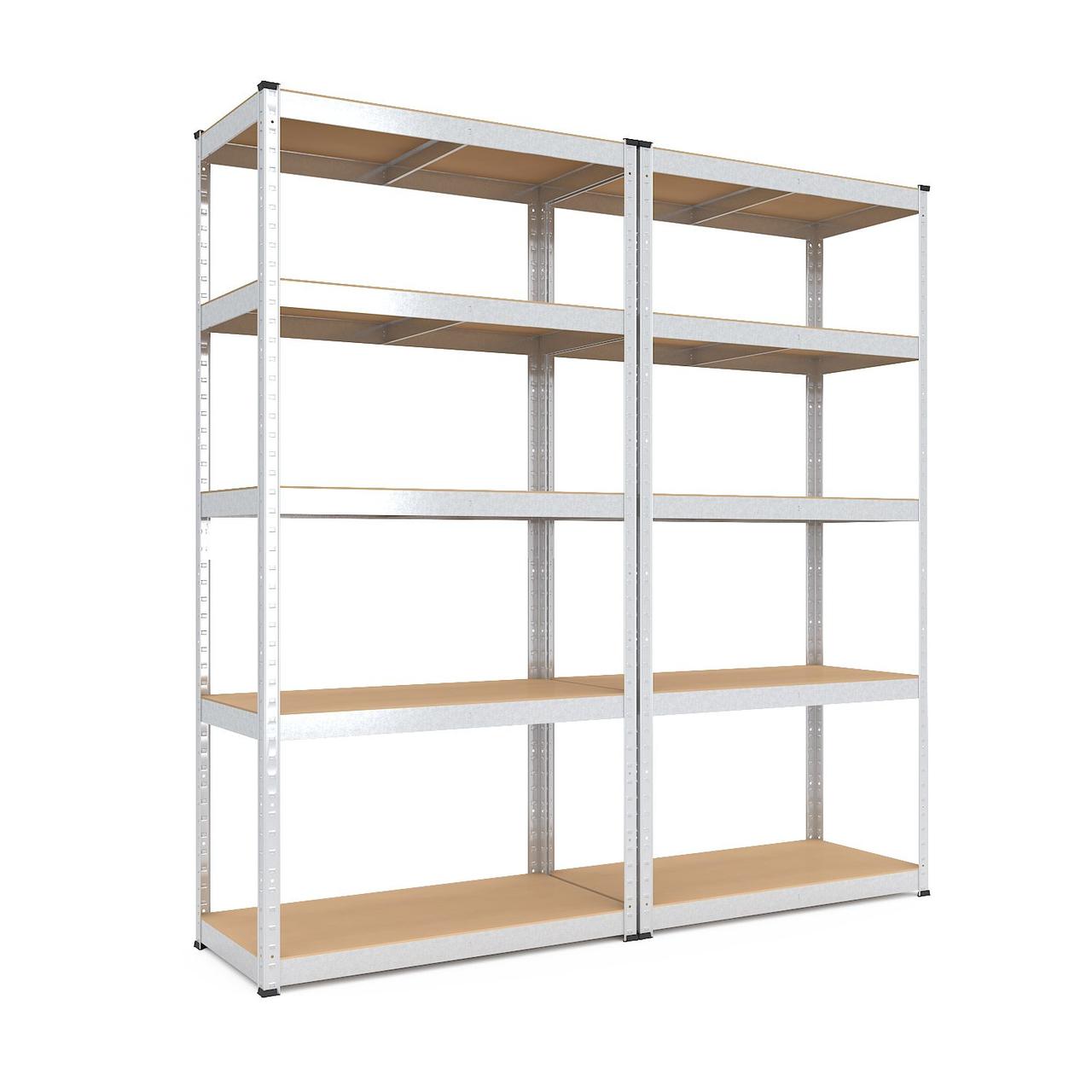 2хСтеллаж SL Бюджет ОМ 1800х600х300 Меткас, 175 кг/полку, 5 полок, МДФ, оцинкований, металевий