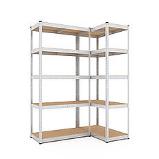 2хСтеллаж SL Бюджет ОМ 1800х600х300 Меткас, 175 кг/полку, 5 полок, МДФ, оцинкований, металевий, фото 3