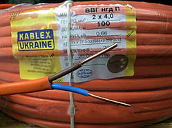 Кабель силовий ВВГ нг-п 2х4 провід моноліт мідний, повноцінний Одеса Каблекс (кратно 5м)