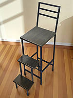 Стілець драбина на три ступені Лофт зі спинкою Magnus чорний/венге