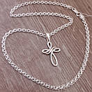 Срібна цепочка з хрестиком жіноча Струмочок. Срібний хрестик і ланцюжок Струмок. 50 см, фото 7