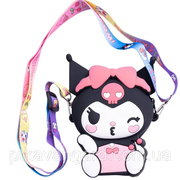 Дитяча сумочка Kuromi силіконова на блискавці 15*10*3 см, фото 1