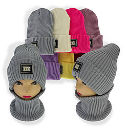 ОПТ Дитяча шапка та шарф-хомут для дівчинки, р. 52-55 (5 шт./набір)