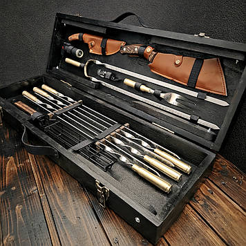 Набір шампурів у дерев'яному кейсі "Лісник Гільза"