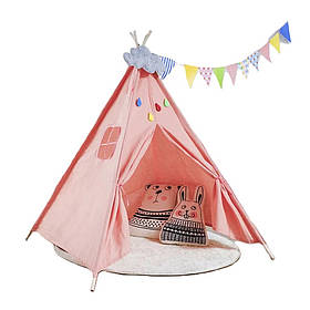 Дитячий ігровий намет вігвам RIAS KRO-135 з дерев'яним каркасом 110x100x100 см Pink (3_07169)