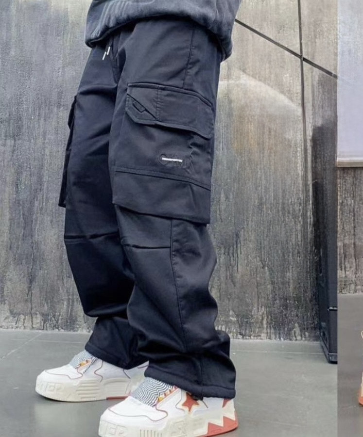 Штани широкі карго Alder баггі теплі вуличний стиль хлопчику 10-17 років скейтери на флісі, Чорний 152, фото 1