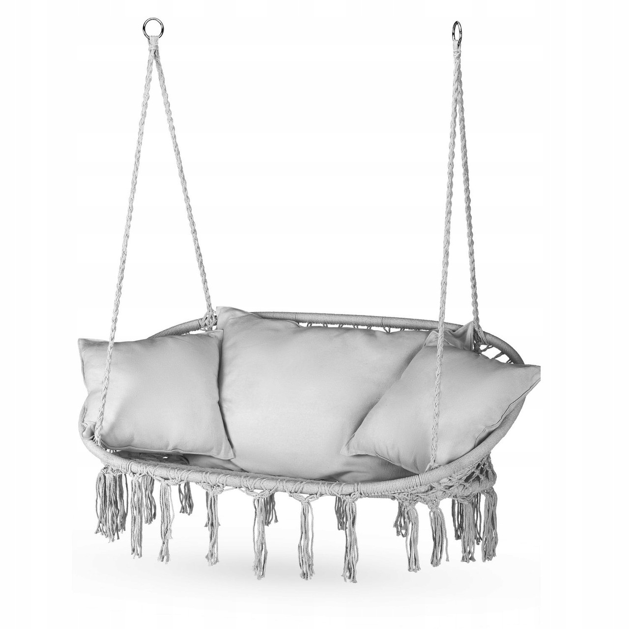 Підвісне плетене садове крісло-гойдалка сіре Outtec з 3 подушками для 2 людей 200кг