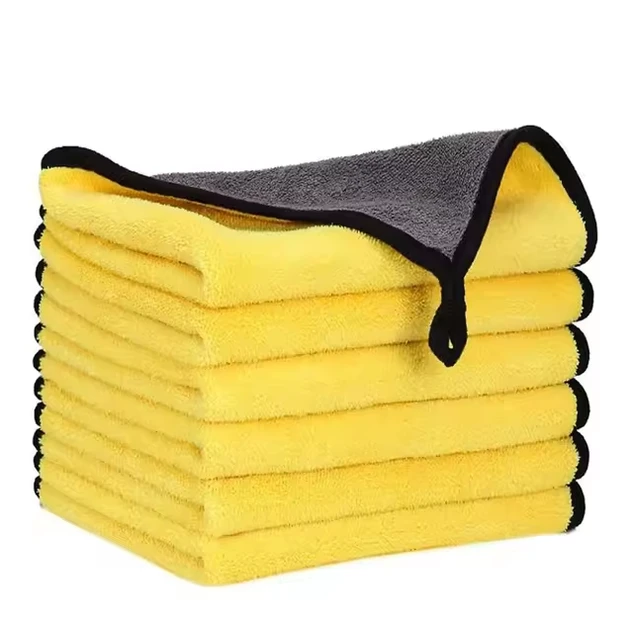Набір рушників з мікрофібри для авто, 30х30 см, 6 шт. — Для миття, сушки та полірування, жовто-сірі, фото 1