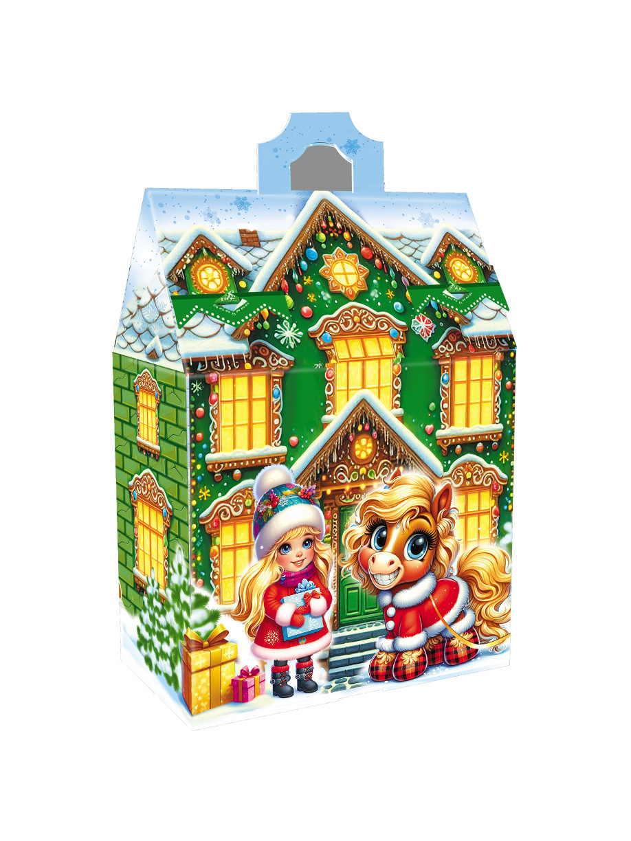 Новорічна картонна коробка для цукерок 700 грамів, фото 1