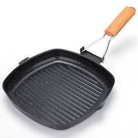 Сковорода-гриль RIAS FLR-28 з антипригарним покриттям 28 см Dark-Grey (3_07204)