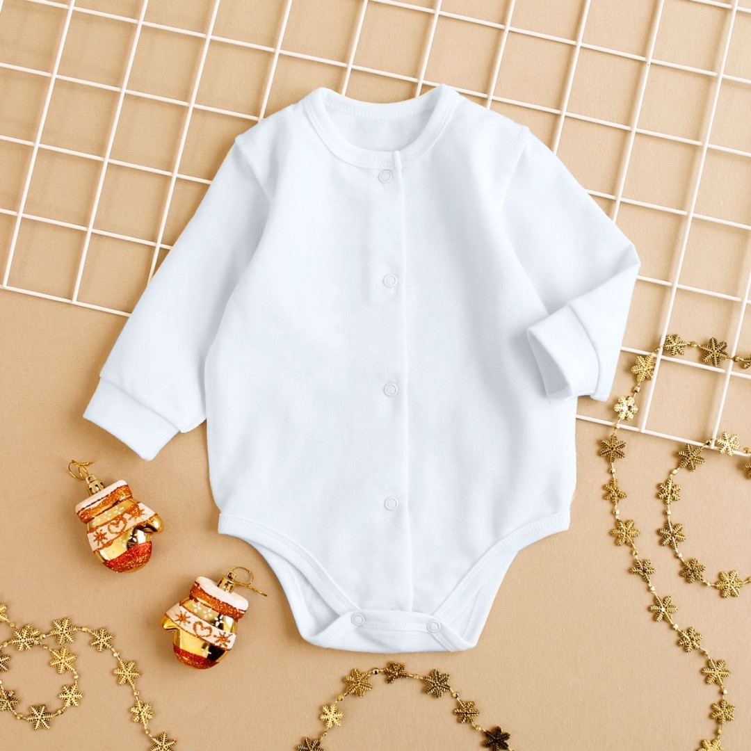 Білий теплий боді новонародженого у пологовий будинок футер з начосом довгий рукав зовнішні шви 56 62