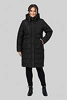 Фірмовий жіночий пуховик чорного кольору, зимове жіноче стьобане пальто батальні розміри