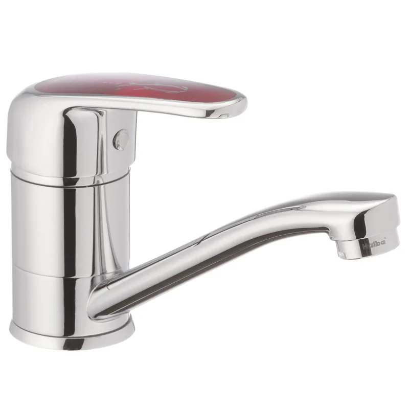 Змішувач для умивальника Haiba Magic 555 (15 см) з червоною ручкою (HB0673), фото 1