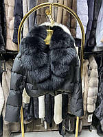 Жіноча зимова куртка - бомбер з натуральним хутром фінського песця.