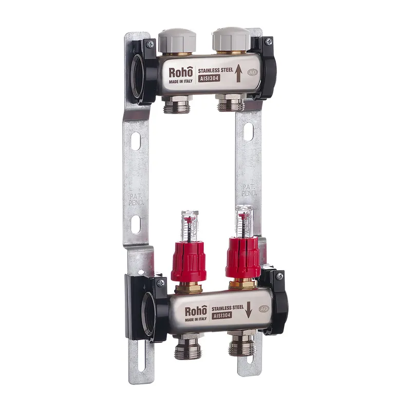 Колектор з витратоміром та термостатичними клапанами Roho R804-02 - 1"х 2 вих. (RO0034), фото 1