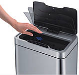 Відро для сміття сенсорне прямокутне Koer TC-020312-02 12 л колір нержавійка (KR5586), фото 2