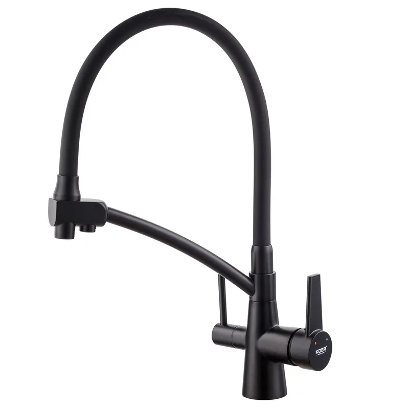 Кухонний змішувач з силік. виливом і вих. для питної води KOER KB-72003-05 (KR3376), фото 1