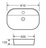 Умивальник накладний керамічний Mixxus Premium Ellipse-0202 610x400x120mm (MP6483), фото 2