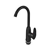 Змішувач для кухні Plamix Cezar-011-B SET Matte black (з підведенням) (PM0668), фото 4