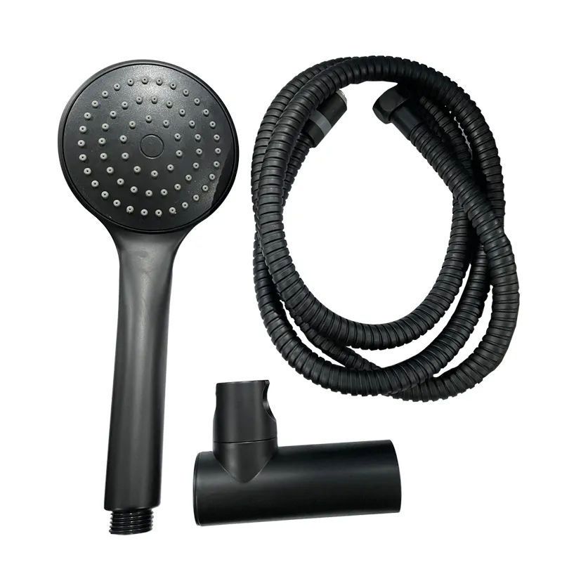 Душовий набір (шланг, лійка, кронштейн) Haiba SET-08 Black (HB3984), фото 1