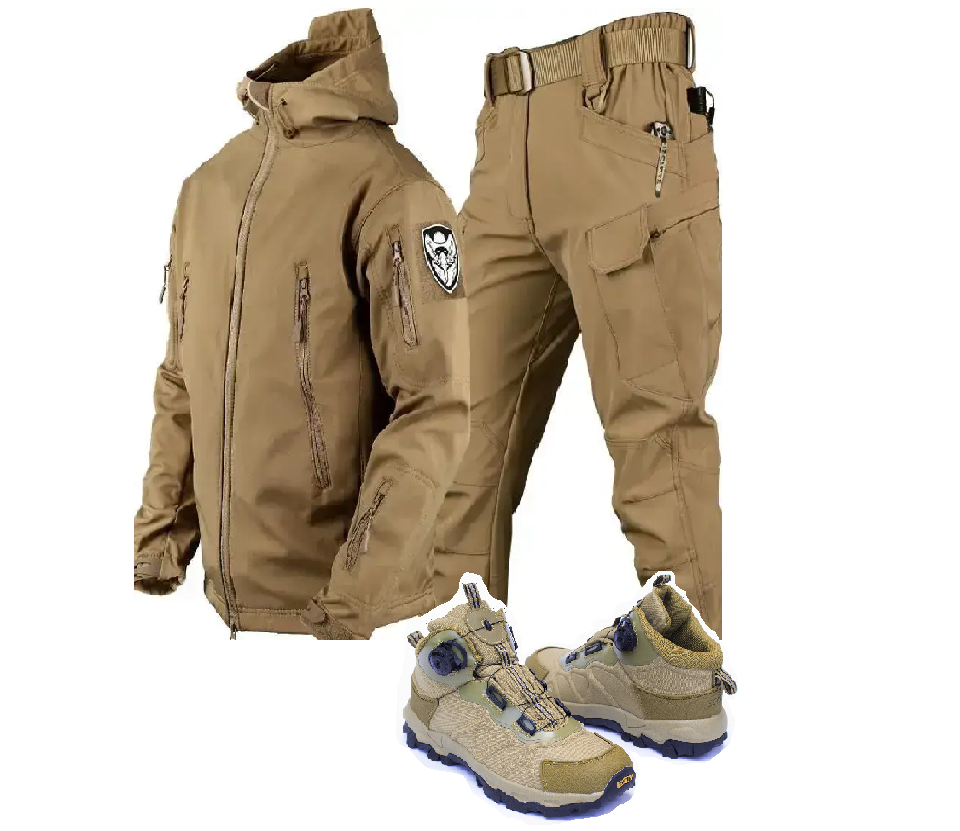 Комплект одягу SoftShell софтшел Gwild Койот на флісі розмір M+ Черевики Cyclope Койот з автошнурівкою