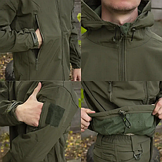 Комплект одягу SoftShell софтшел Gwild Олива на флісі розмір XL+ Черевики Cyclope Олива з автошнурівкою, фото 5