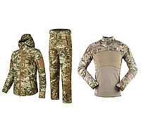 Утеплений костюм Soft Shell TACTICAL VANGUARD мультикам з бойовою рубашкою Han Wild Multicam розмір M