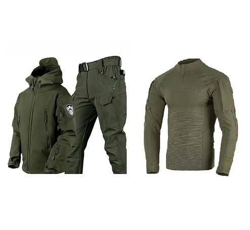 Утеплений костюм на флісі Soft Shell TACTICAL VANGUARD Олива з бойовою рубашкою розмір L, фото 1
