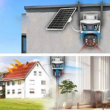 Камера відеоспостереження V39-4G, 3-лінзи, 10X ZOOM, сонячна панель, 12МП, фото 5