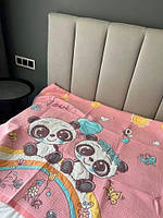 Плед покривало дитячий Панди 110х110 см Льон рожевий (1068293)