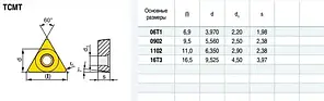 TCMT16T304-HM YBG202 ZCC.CT (Сталь) Твердосплавна пластина, фото 3