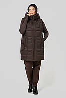 Гарний жіночий подовжений стьобаний жилет на блискавці, тепла жіноча безрукавка