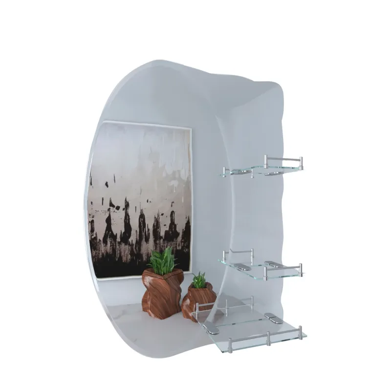 Дзеркало настінне Zerix SOLO MOZ01-48x68x10 асиметричне з 3-ма полицями (ZX5624), фото 1