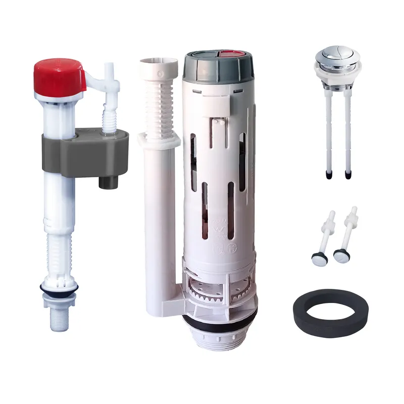 Комплект арматури Koer KT-0302-1/2" спускна 2-х кнопочна+наповнювальна з нижнім підкл, пласт.різьб.1/2" (KR5339), фото 1