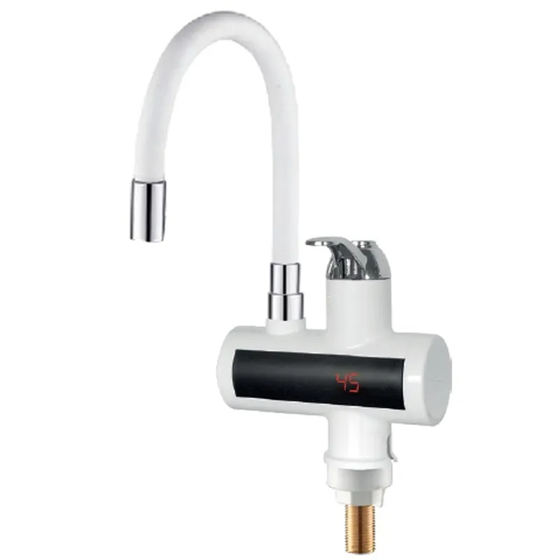 Проточний водонагрівач Zerix ELW21-EF-WHITE 3,3 kW з індикатором температури, силіконовий вилив (ZX5858), фото 1