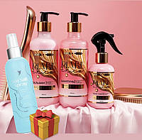 Набір для волосся Рідке скло SOIKA & GTM 3в1: шампунь, бальзам, крем-спрей, сольовий спрей Ламінування, блиск, захист