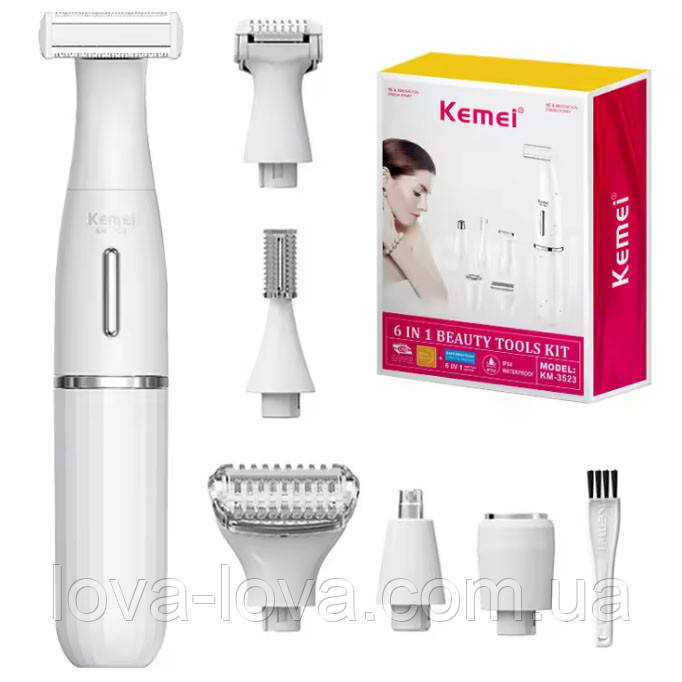 Багатофункціональний набір 6в1 Kemei KM-3523 жіноча електробритва, тример для тіла, обличчя, носа, брів, фото 1