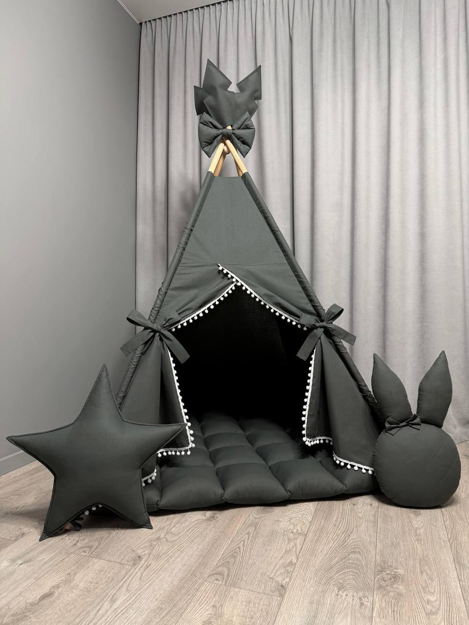 Вігвам для дітей Графіт 2 БОНБОН Повний комплект, вігвам дитячий, вігвам для хлопчика, дитячий вігвам, вігвам для дівчинки, фото 1