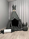 Вігвам для дітей Графіт 3 БОНБОН Повний комплект, вігвам дитячий, вігвам для хлопчика, дитячий вігвам, вігвам для дівчинки, фото 2