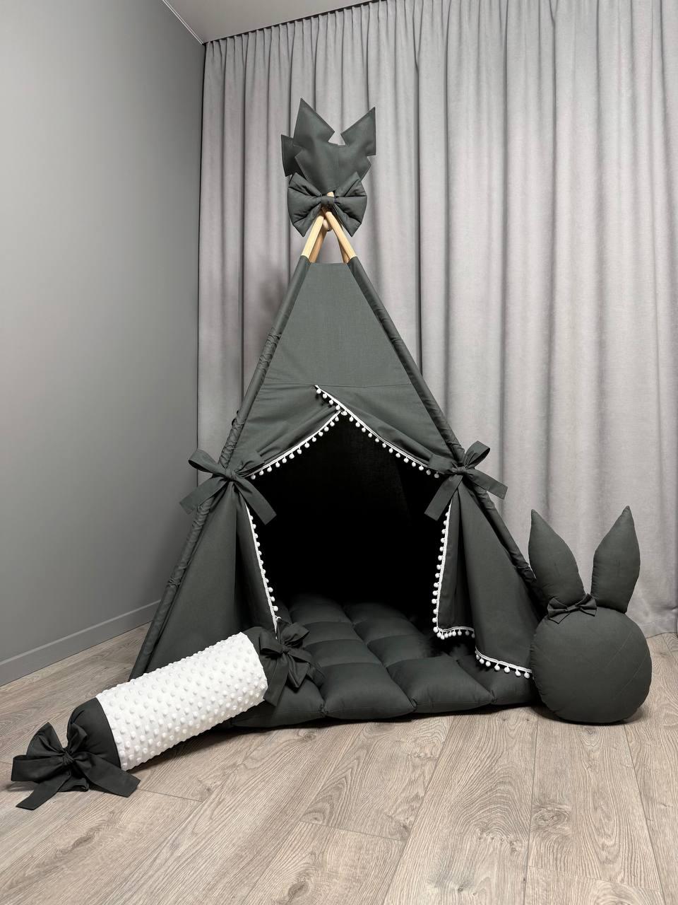 Вігвам для дітей Графіт 3 БОНБОН Повний комплект, вігвам дитячий, вігвам для хлопчика, дитячий вігвам, вігвам для дівчинки, фото 1