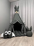 Вігвам для дітей Графіт 4 БОНБОН Повний комплект, вігвам дитячий, вігвам для хлопчика, дитячий вігвам, вігвам для дівчинки, фото 2