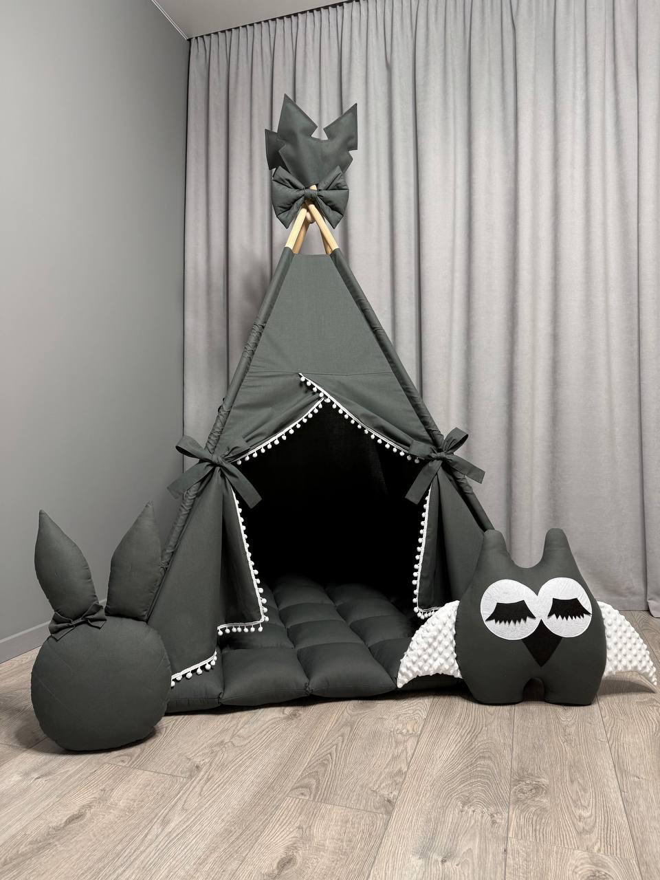 Вігвам для дітей Графіт 4 БОНБОН Повний комплект, вігвам дитячий, вігвам для хлопчика, дитячий вігвам, вігвам для дівчинки, фото 1