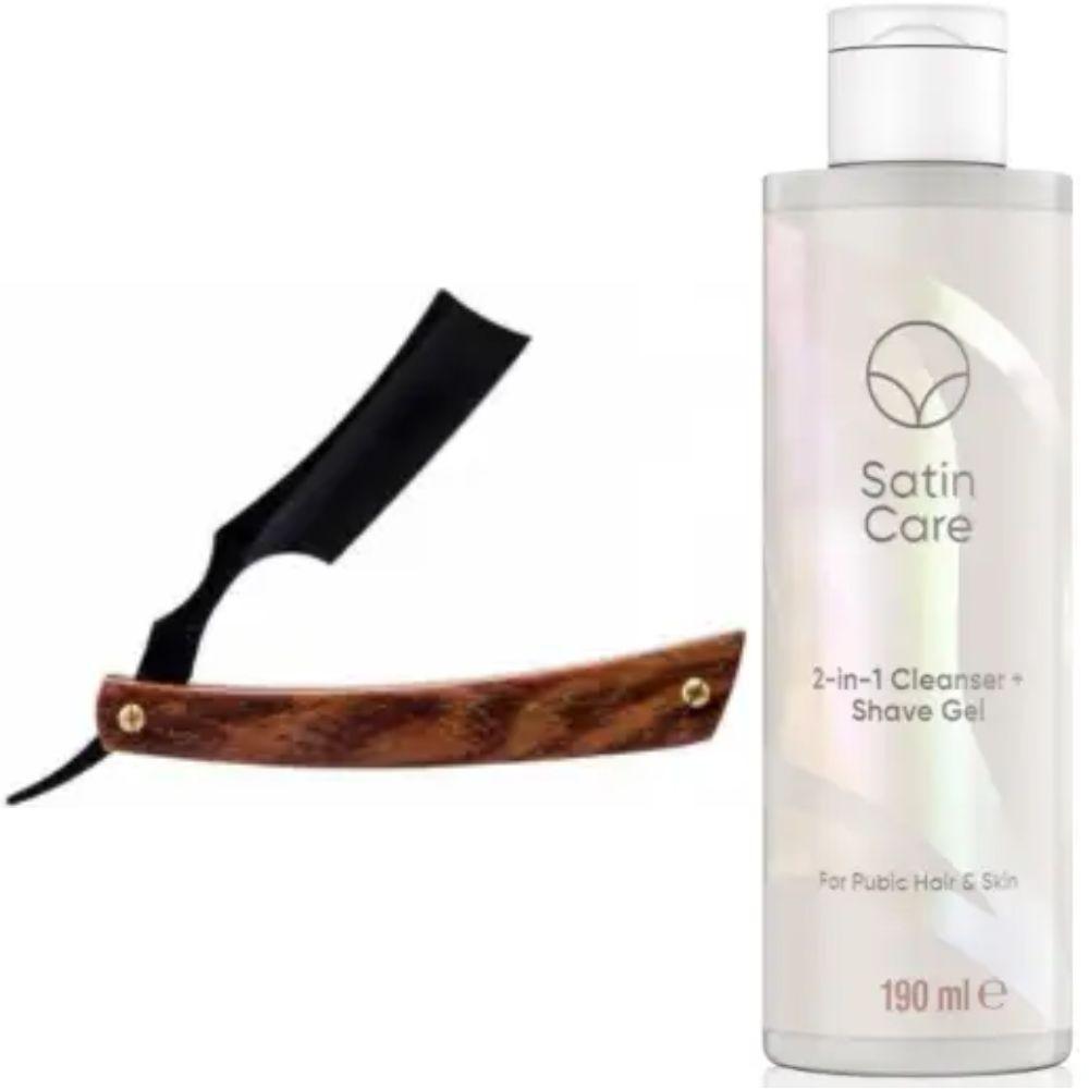 Небезпечна бритва/шавета розкладна Straight Razor + гель для гоління Gillette Venus Venus Satin Care 2 в 1, фото 1