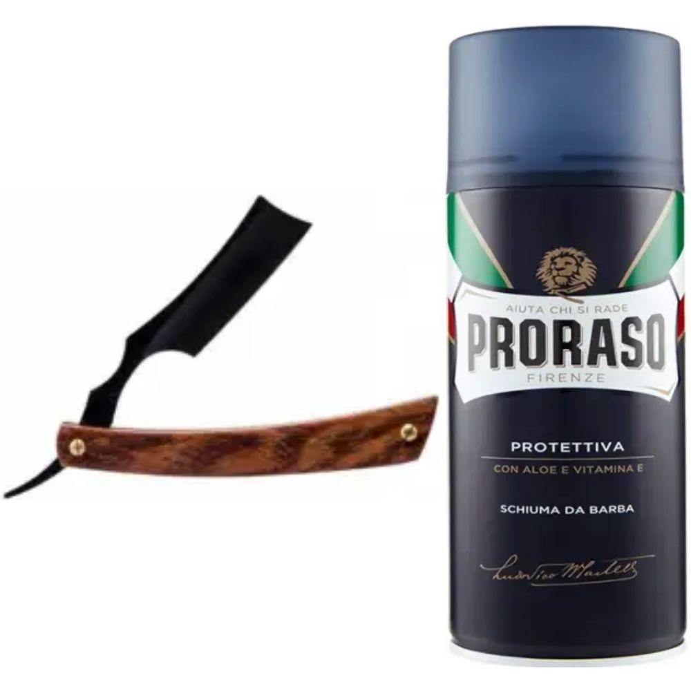 Небезпечна бритва/шавета розкладна Straight Razor + піна для гоління Proraso з екстрактом алое та вітаміном Е 400 мл, фото 1