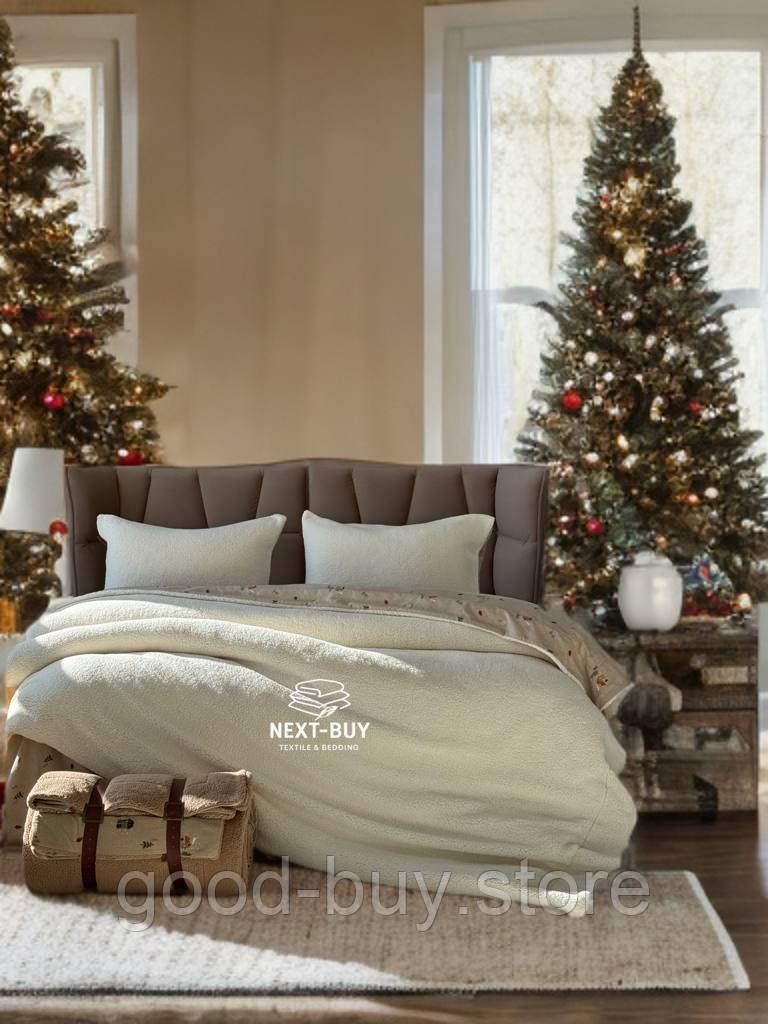 Зимовий комплект постільної білизни двосторонній Wooden Krem полуторний Туреччина